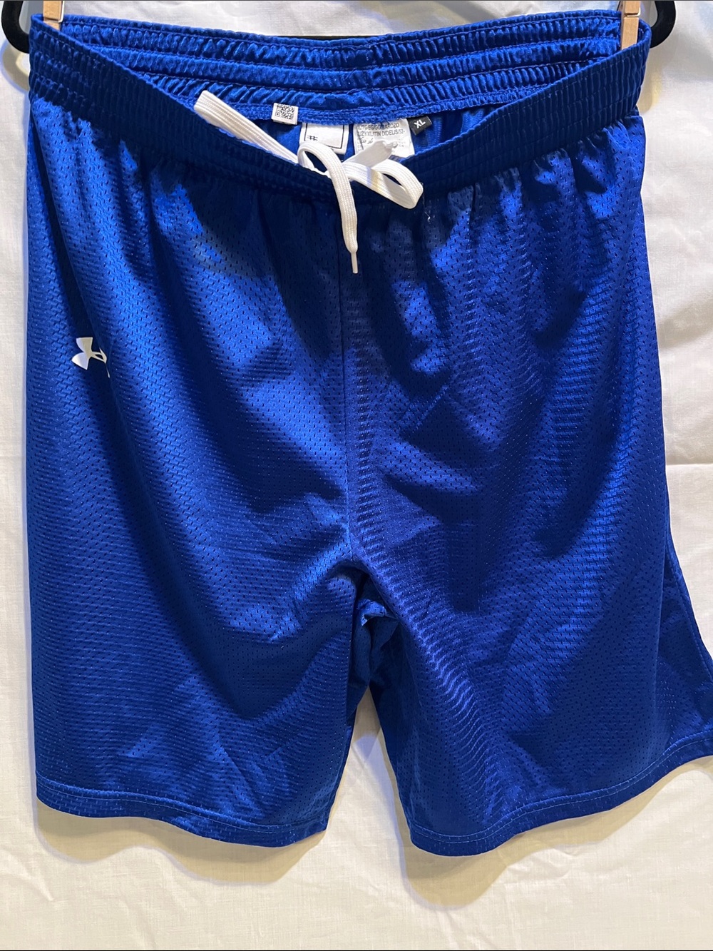Under Armour Men’s Royal Blue Athletic Mesh Shorts with White Drawstring